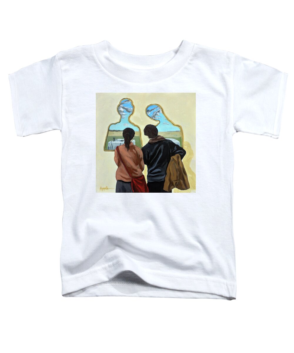 Dali Art Toddler T-Shirt featuring the painting Couple with Their Heads Full of Clouds by Linda Apple