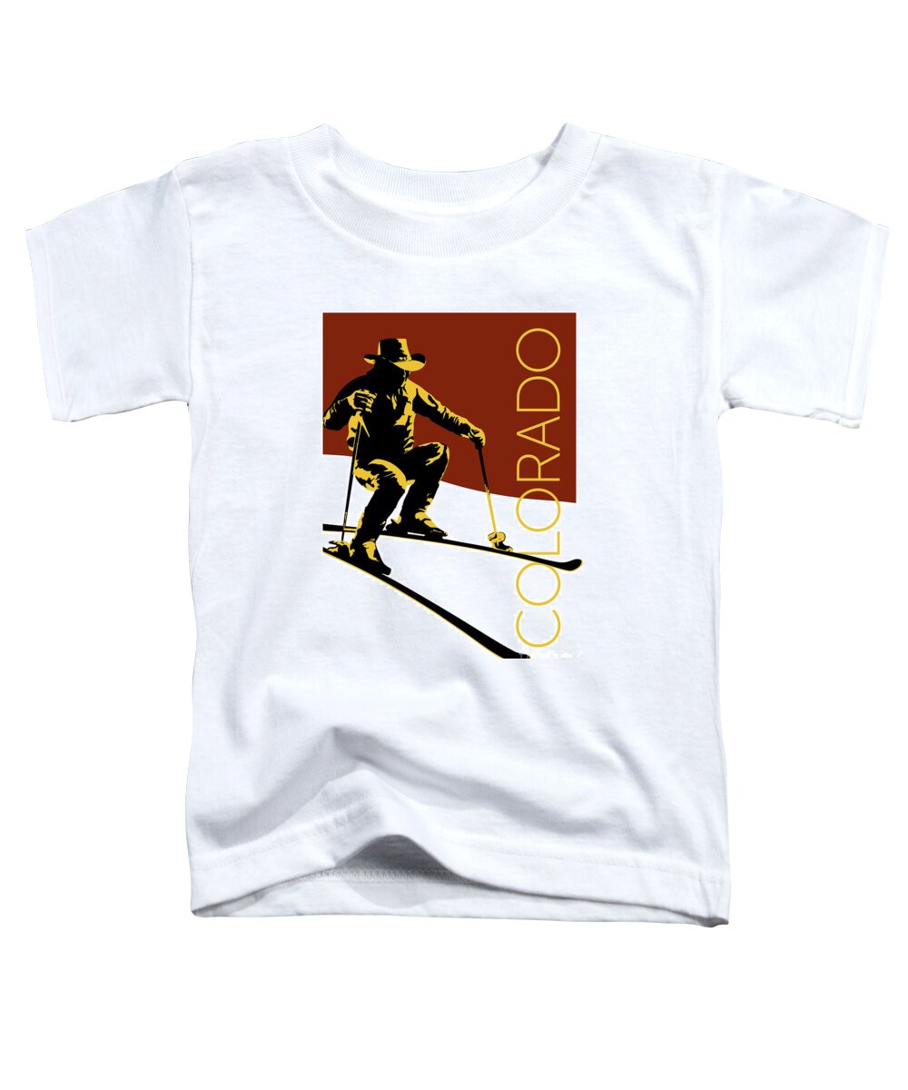 Skier Toddler T-Shirt featuring the digital art COLORADO Cowboy Skier by Sam Brennan