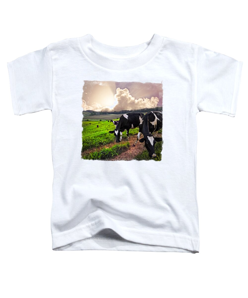 Agriculture Toddler T-Shirt featuring the photograph Cows at Sunset Bordered by Debra and Dave Vanderlaan