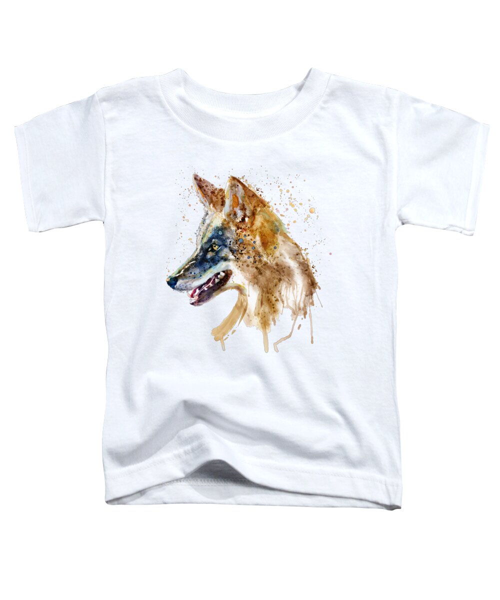 Marian Voicu Toddler T-Shirt featuring the painting Coyote Head by Marian Voicu