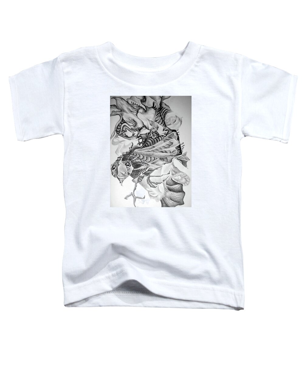 Abstract Toddler T-Shirt featuring the drawing Crazy bird by Leizel Grant