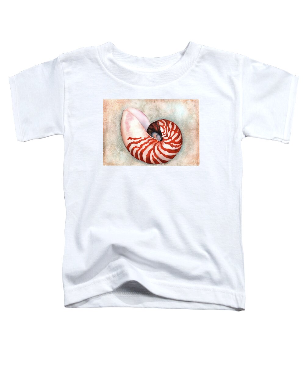 Nautilus Toddler T-Shirt featuring the painting Curled Nautilus by Hilda Wagner
