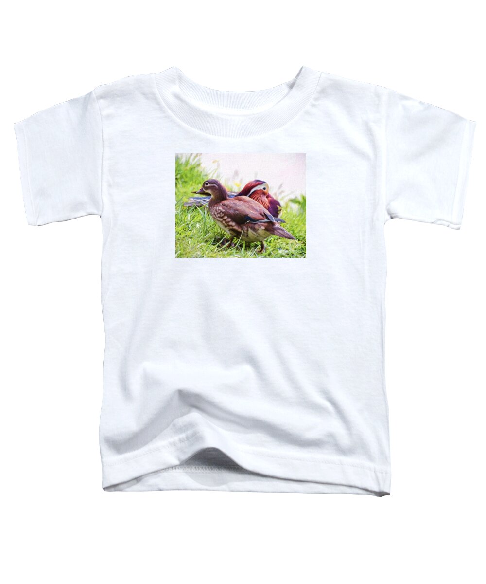 Ducks Toddler T-Shirt featuring the photograph Cute Couple - Mandarin Ducks by Kerri Farley