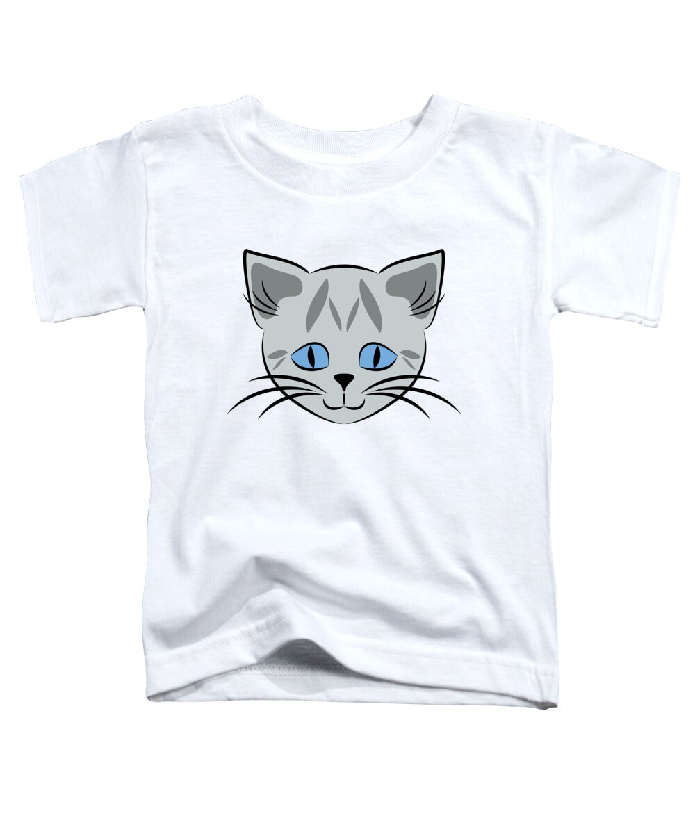 Graphic Cat Toddler T-Shirt featuring the digital art Cute Gray Tabby Cat Face by MM Anderson