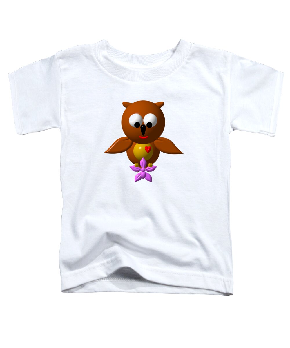 Owls Toddler T-Shirt featuring the digital art Cute Owl with Orchid by Rose Santuci-Sofranko