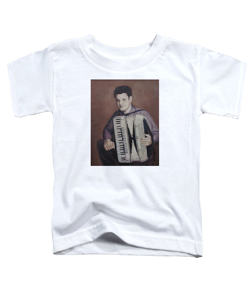 Music Toddler T-Shirt featuring the painting Daddy and His Accordion by Jill Ciccone Pike