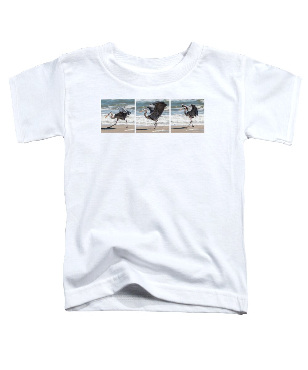 Great Blue Heron Toddler T-Shirt featuring the photograph Dancing Heron Triptych by Patti Deters