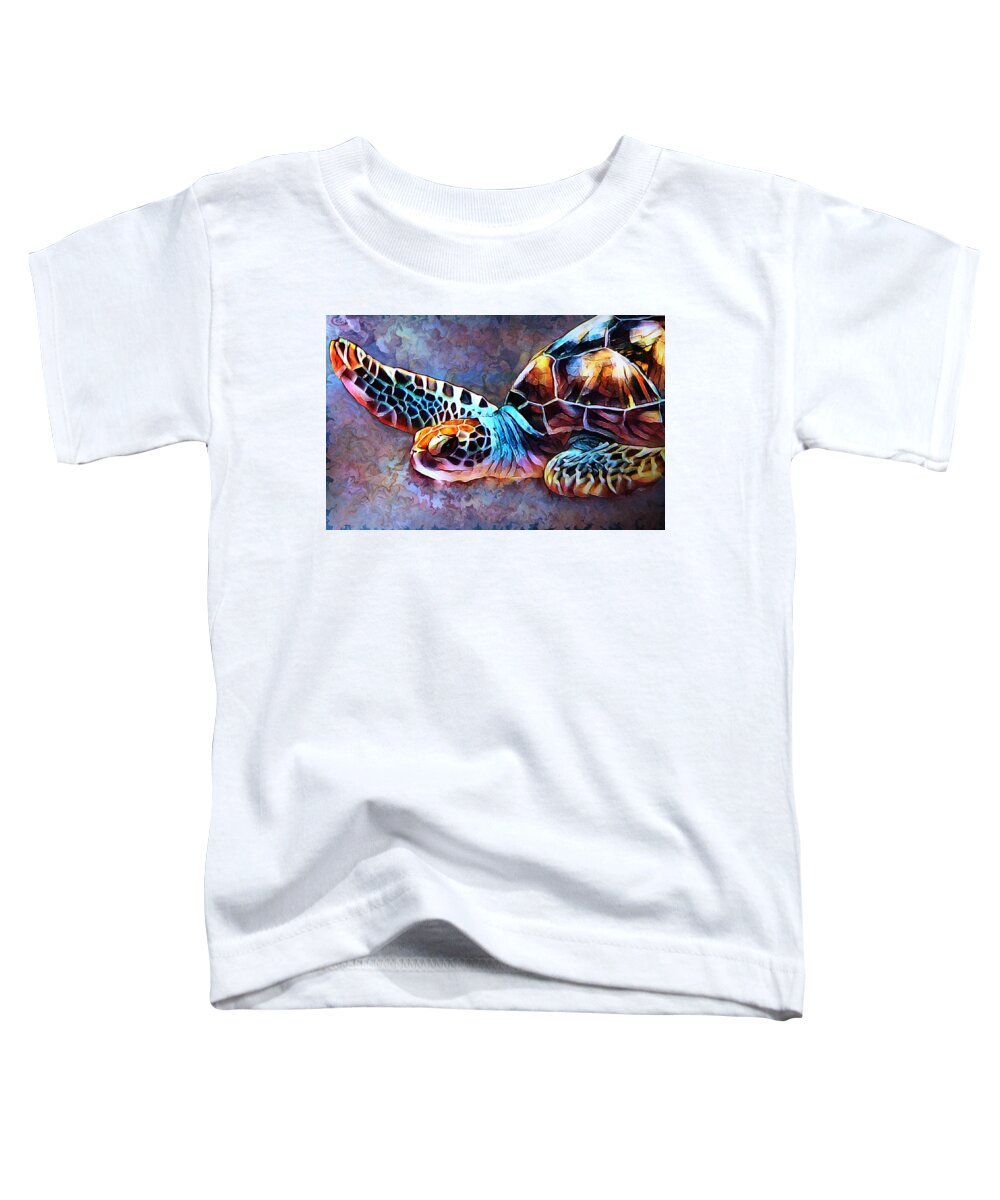 Digital Art Toddler T-Shirt featuring the digital art Deep Sea Trutle by Artful Oasis