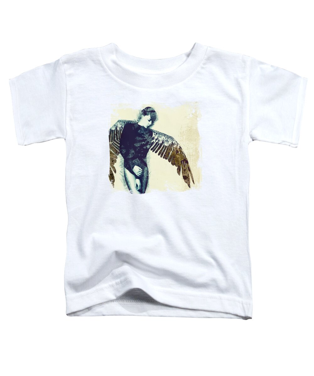 Abstract Angel Dream Fantasy Surreal Wings Freedom Toddler T-Shirt featuring the digital art Diety by Katherine Smit