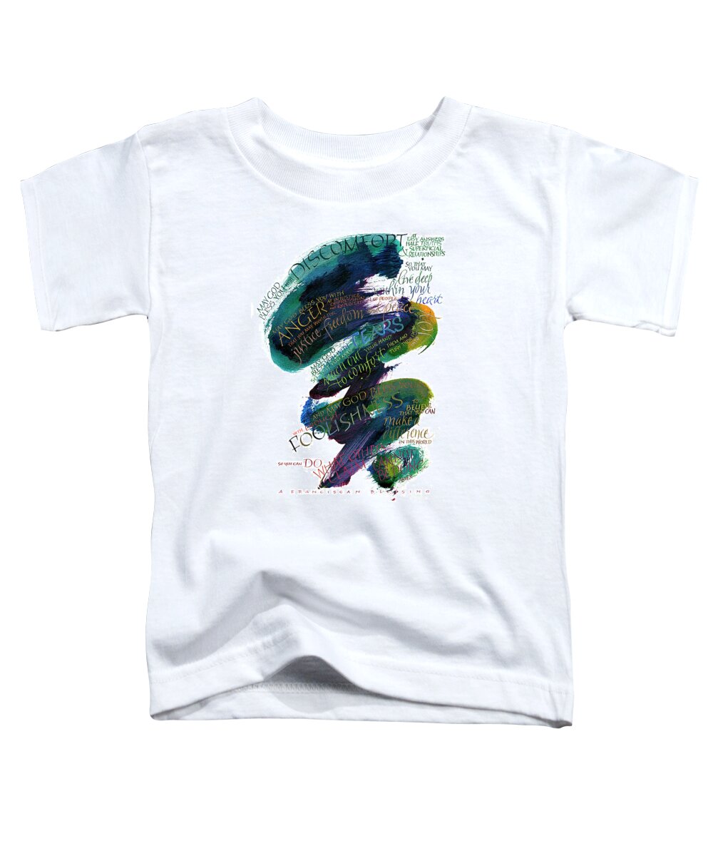 Achievement Toddler T-Shirt featuring the painting Discomfort Teal-Blue by Judy Dodds