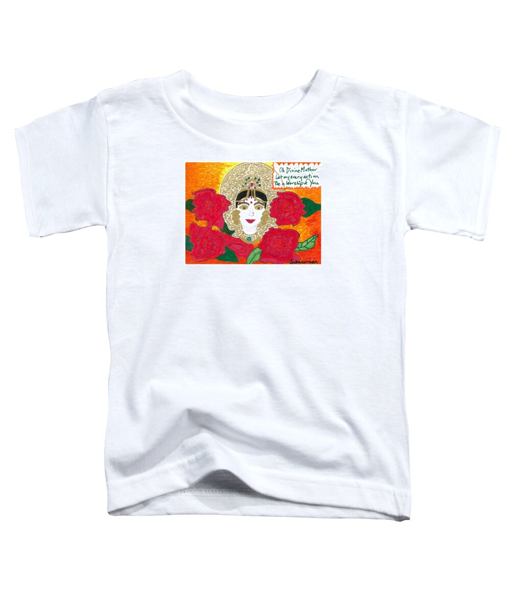 Original Drawing Toddler T-Shirt featuring the drawing Divine Mother by Susan Schanerman