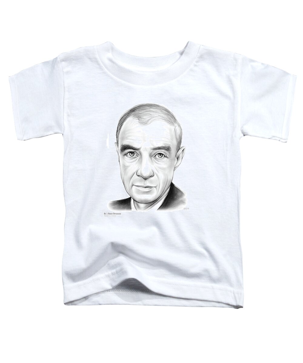 Oppenheimer Toddler T-Shirt featuring the drawing Dr. J. Robert Oppenheimer by Greg Joens