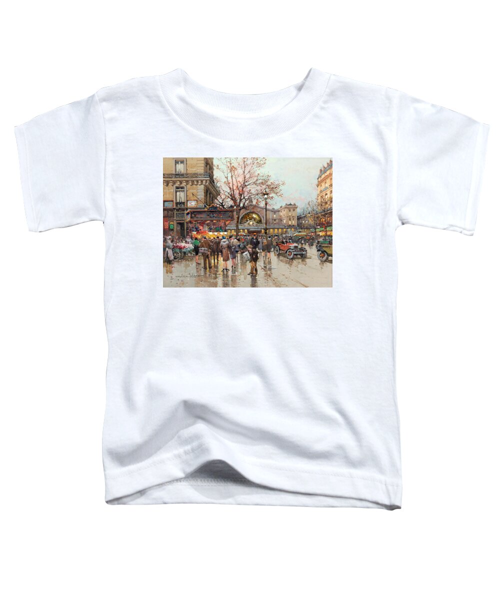 Railway Toddler T-Shirt featuring the painting East Railway Station by Eugene Galien-Laloue