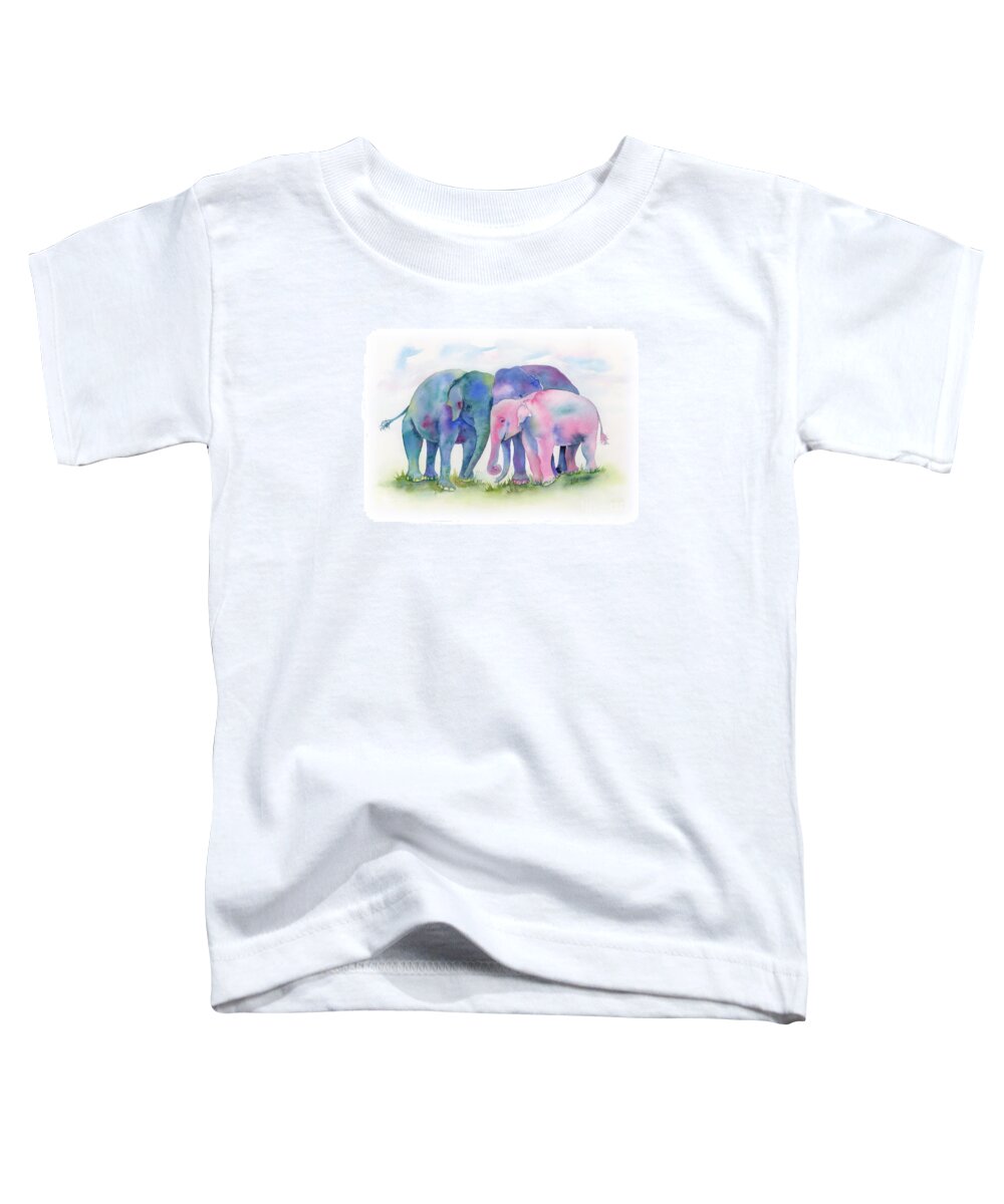 Elephant Toddler T-Shirt featuring the painting Elephant Hug by Amy Kirkpatrick