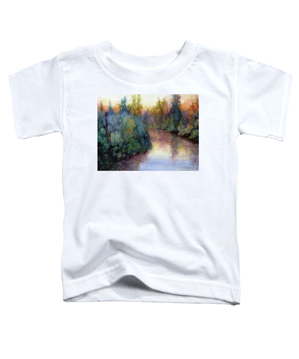 Water Toddler T-Shirt featuring the painting Evening on the Willamette by Steve Henderson