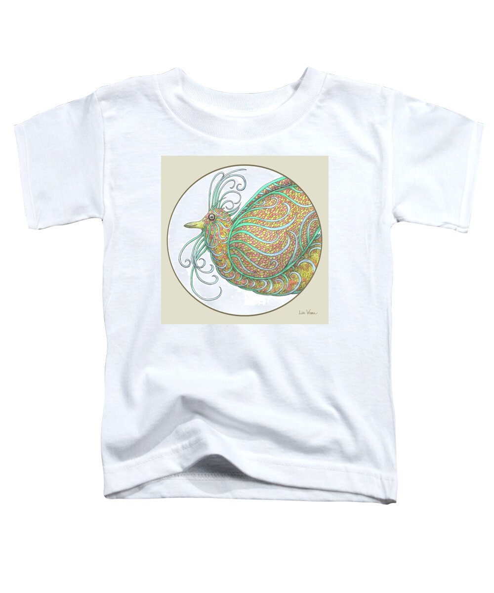Lise Winne Toddler T-Shirt featuring the mixed media Exotic Bird Series Gallery Button by Lise Winne