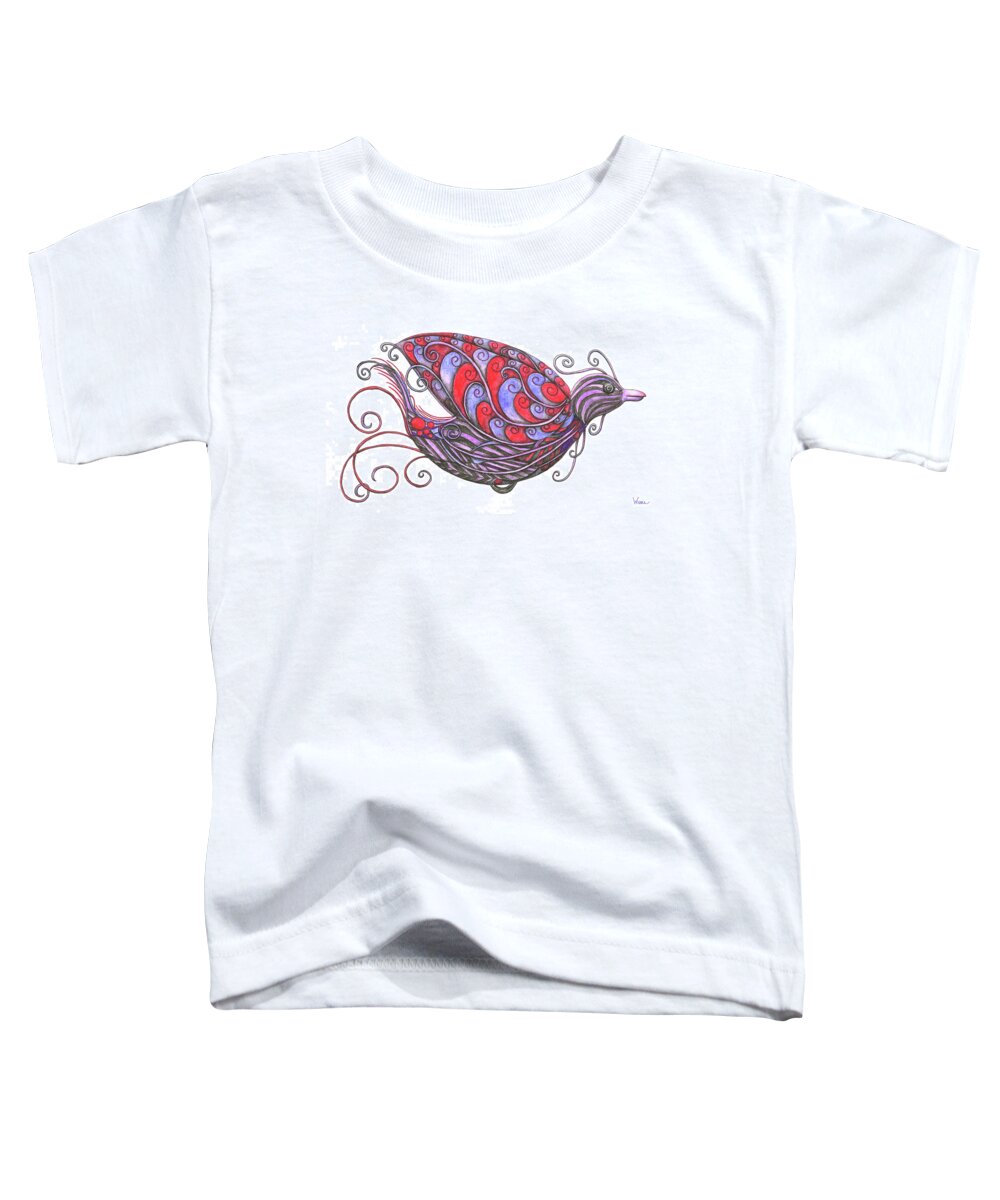 Lise Winne Toddler T-Shirt featuring the painting Exotic Bird V by Lise Winne
