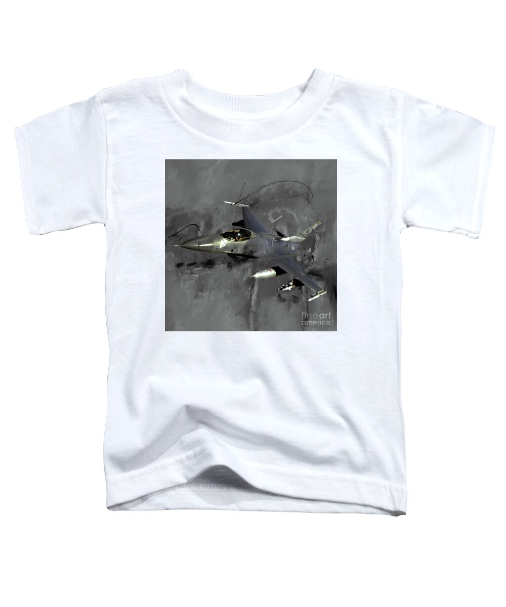 F-16 Toddler T-Shirt featuring the painting F 16 Air Craft by Gull G