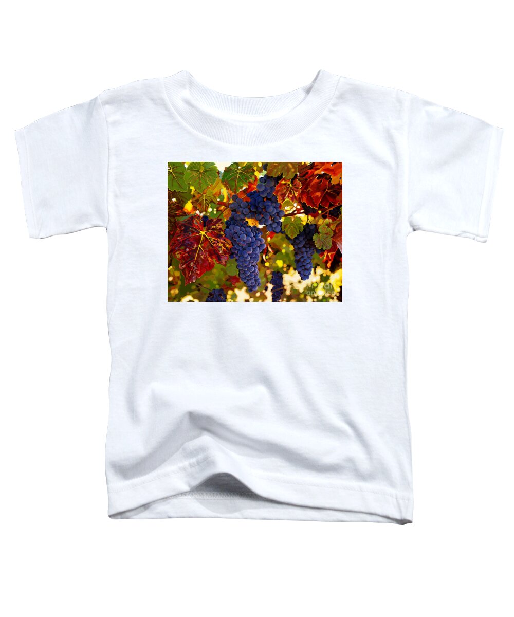Grapes Toddler T-Shirt featuring the painting Fall Grapevines by Jackie Case