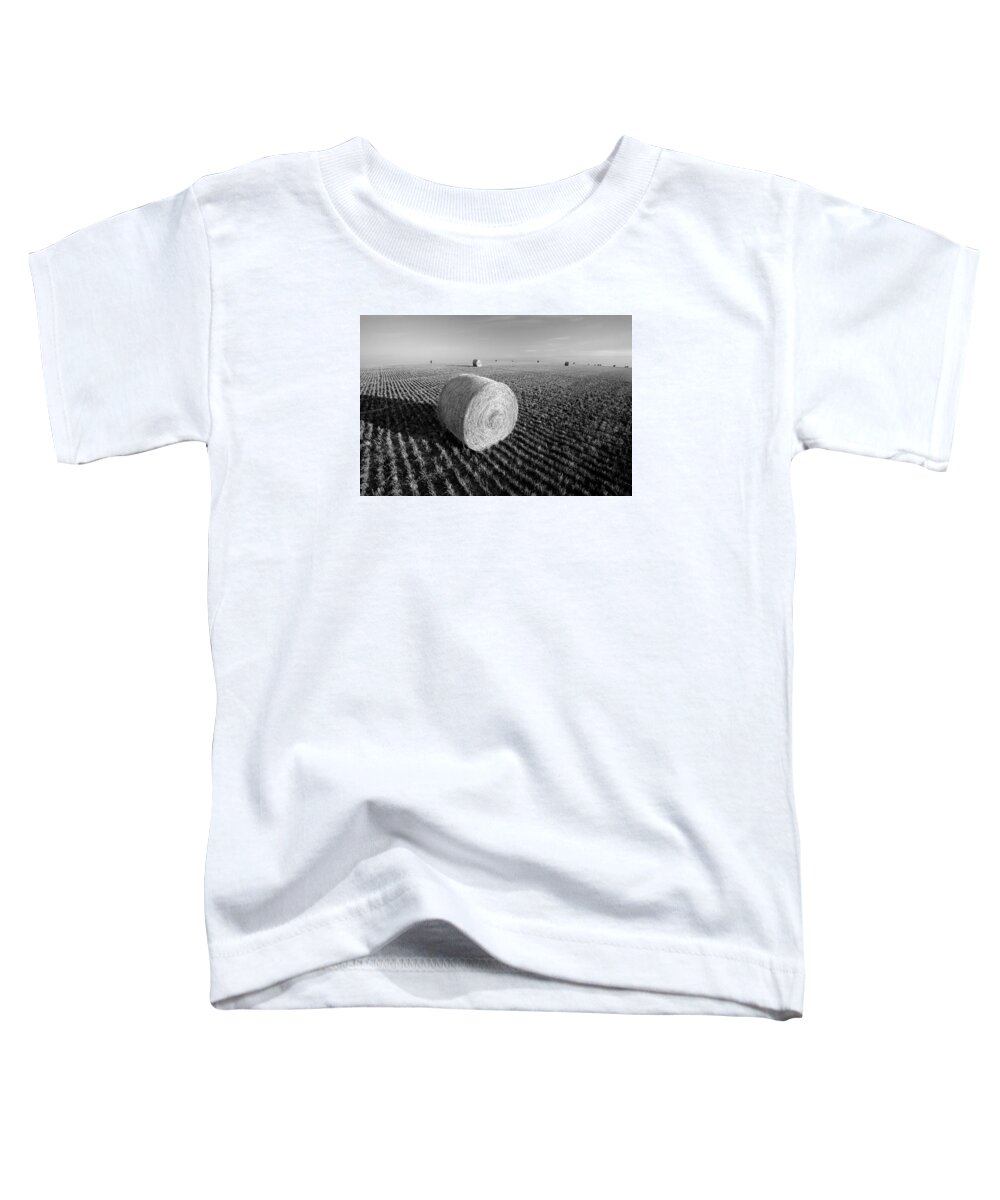 Montana Toddler T-Shirt featuring the photograph Field Full of Bales in Black and White by Todd Klassy