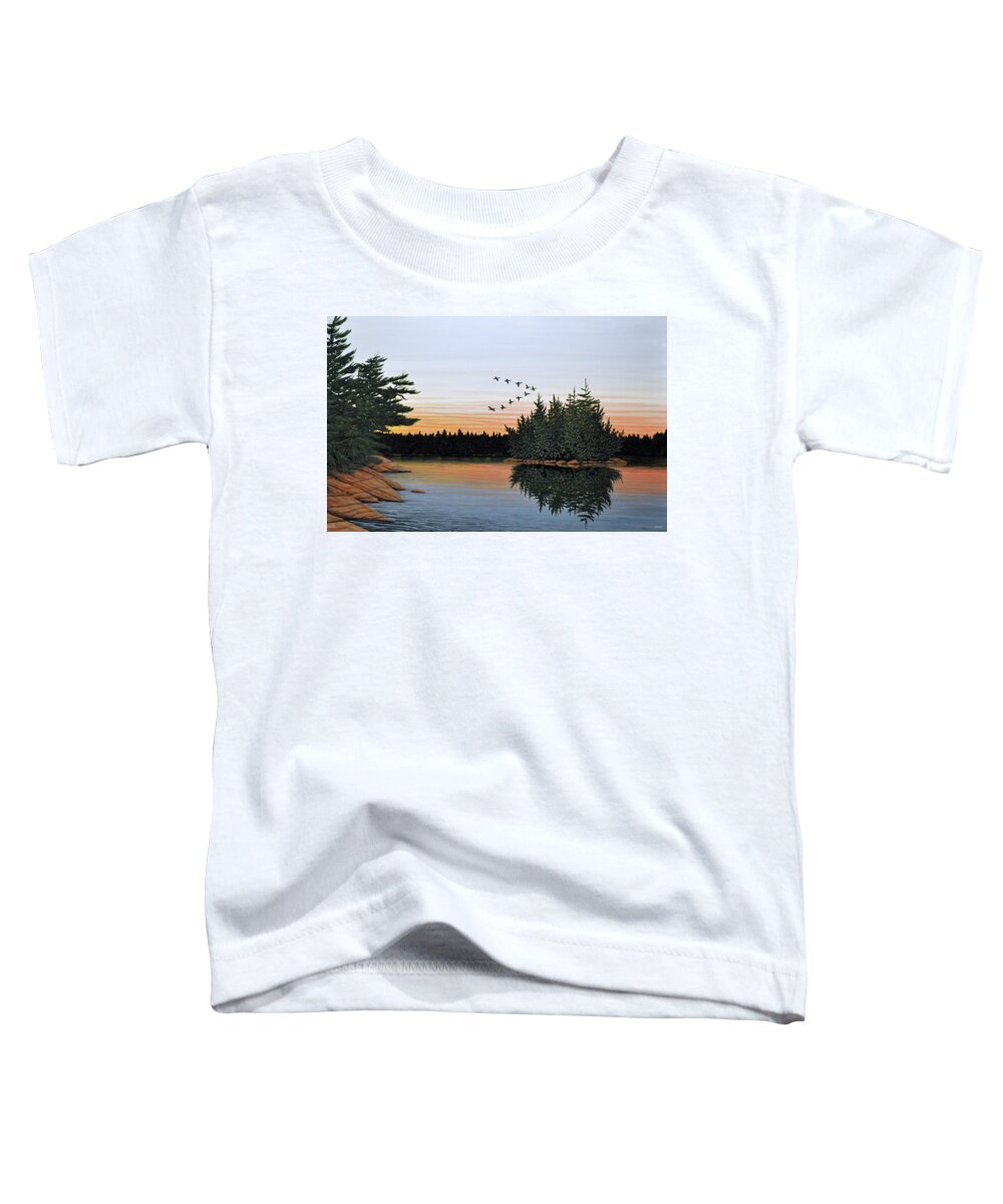 Lakes Toddler T-Shirt featuring the painting First Light by Kenneth M Kirsch