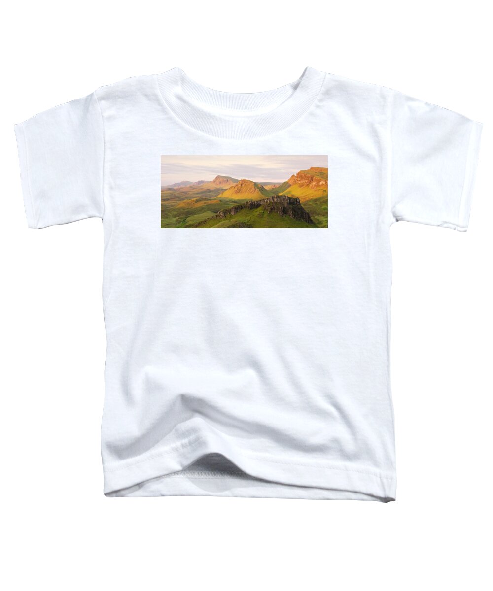 Isle Of Skye Toddler T-Shirt featuring the photograph First Light Trotternish Panorama by Stephen Taylor