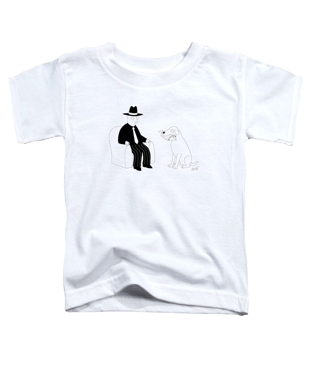 Fish Toddler T-Shirt featuring the drawing Fish and Newspaper by Seth Fleishman