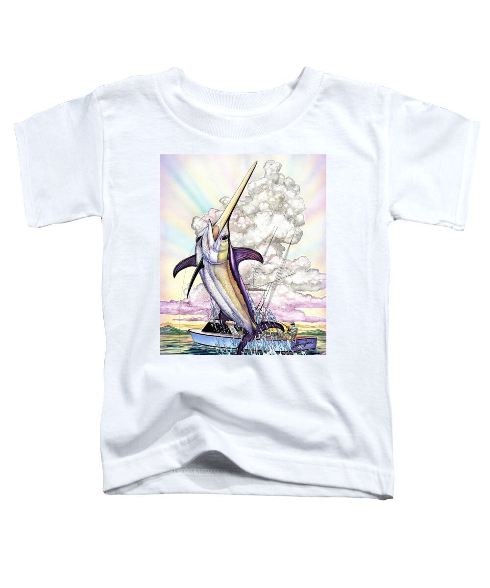 Blue Mrlin Toddler T-Shirt featuring the painting Fishing Swordfish by Terry Fox