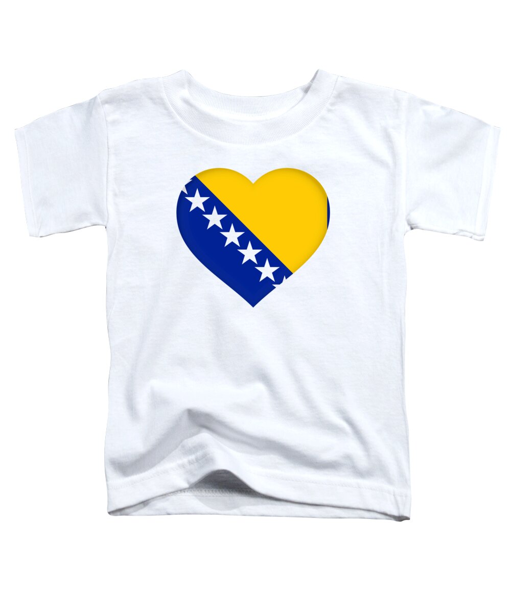Bosnia And Herzegovina Toddler T-Shirt featuring the digital art Flag of Bosnia and Herzegovina Heart by Roy Pedersen