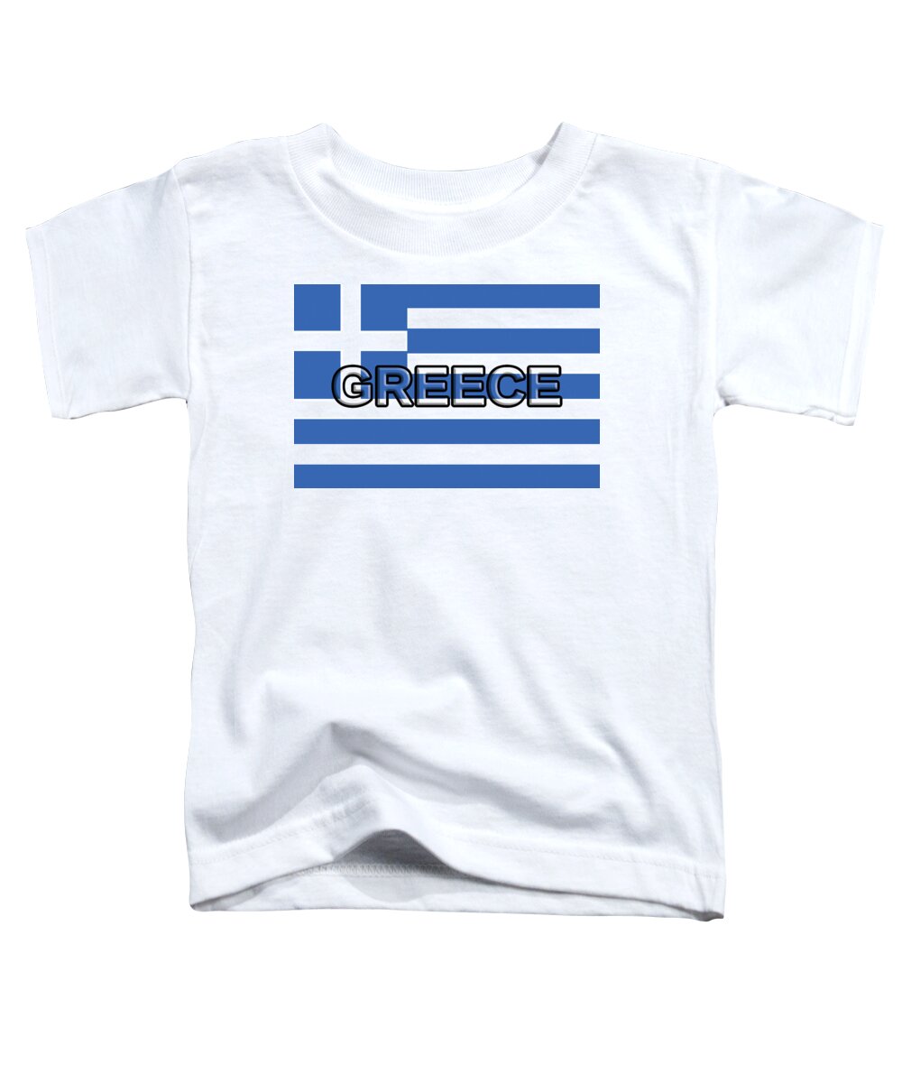 Greece Toddler T-Shirt featuring the digital art Flag of Greece With Text by Roy Pedersen