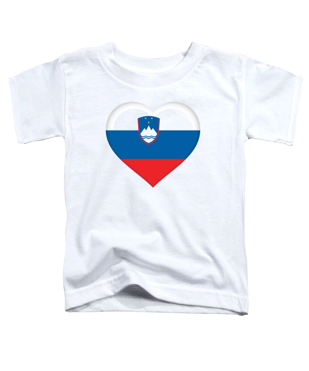  Slovene Toddler T-Shirt featuring the digital art Flag of Slovenia Heart by Roy Pedersen