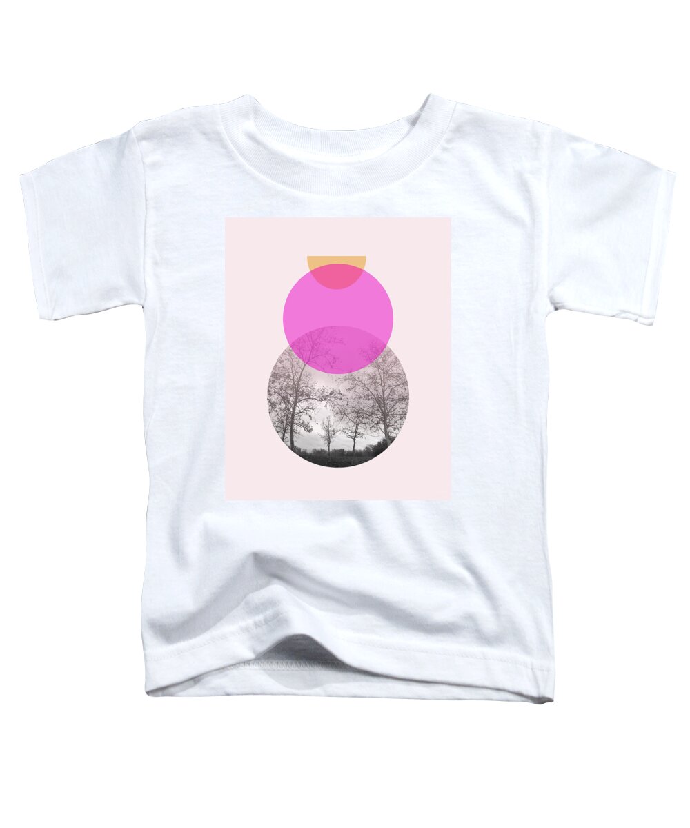 Modern Toddler T-Shirt featuring the mixed media Flare in Pink and Yellow- Art by Linda Woods by Linda Woods