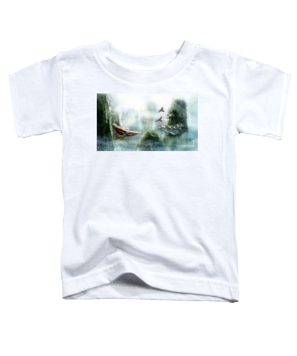 China Toddler T-Shirt featuring the painting Flight through the Mountains by Brandy Woods