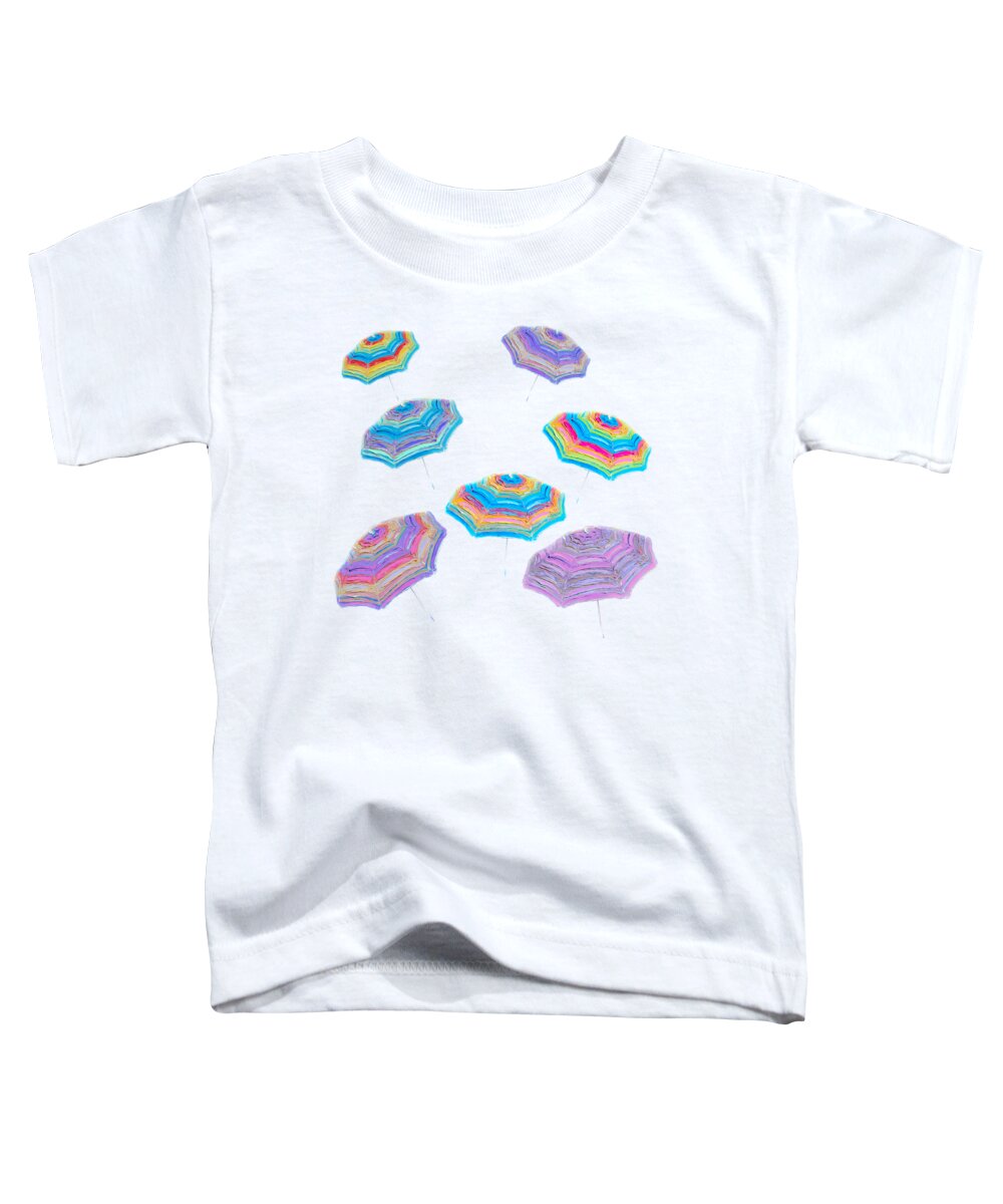 Umbrellas Toddler T-Shirt featuring the painting Floating Beach Umbrellas by Jan Matson