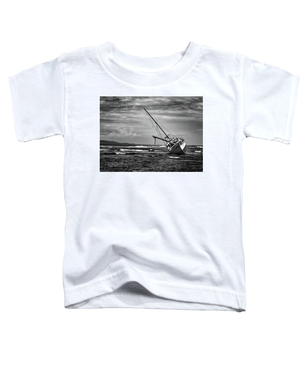 Puerto Viejo Shipwreck Toddler T-Shirt featuring the photograph Floundering in the Storm by Norma Brandsberg