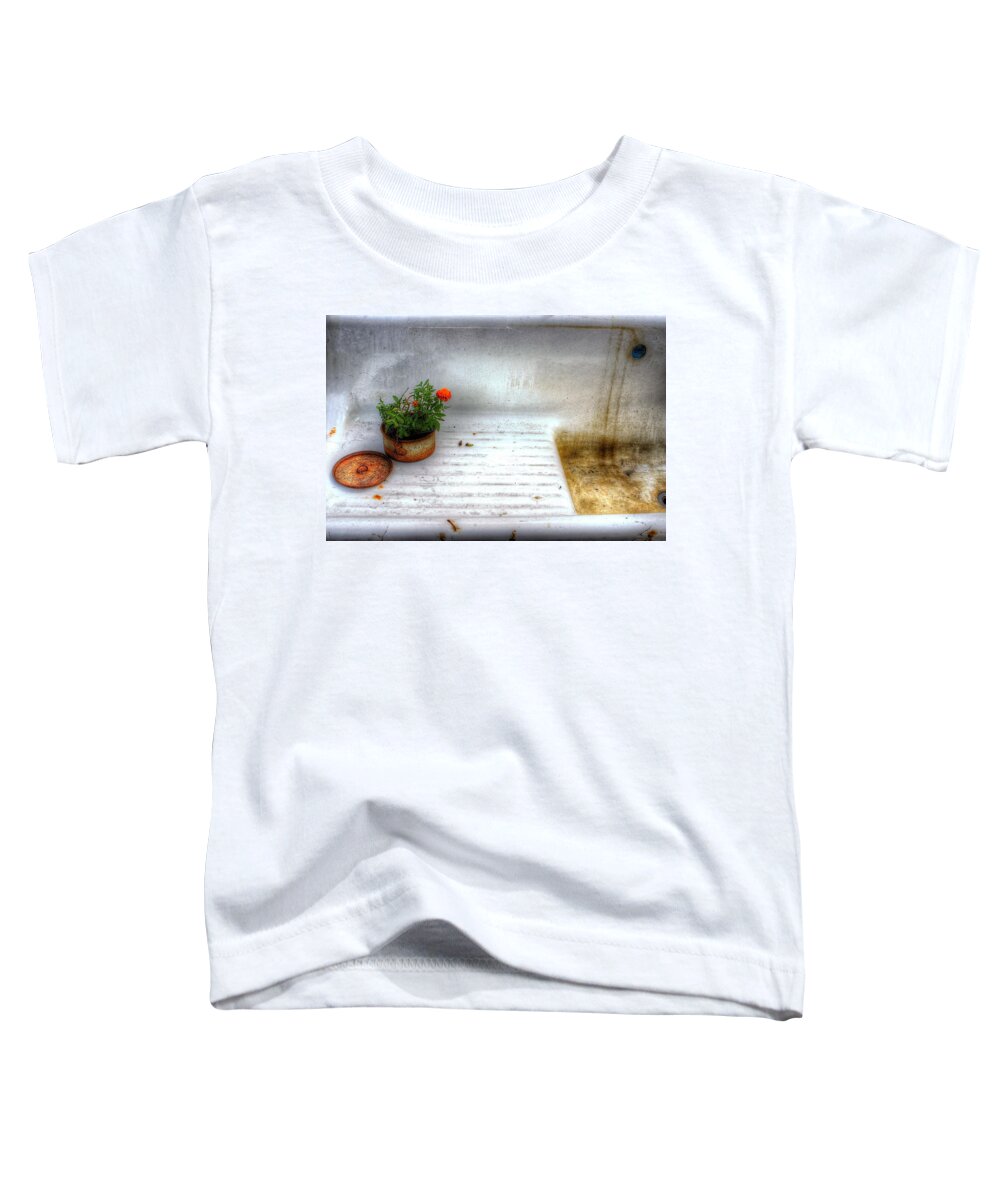 Sink Toddler T-Shirt featuring the photograph Flower Pot and Sink by Randy Pollard
