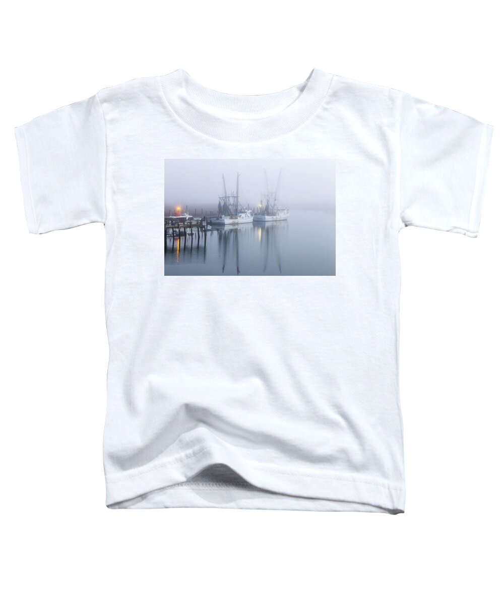 Shrimp Boat Toddler T-Shirt featuring the photograph Folly Fog by Jim Miller