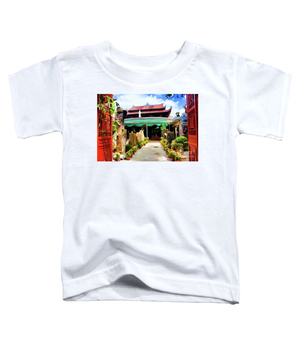  Glass Mosaic Toddler T-Shirt featuring the photograph Garden Entrance Pagoda Vietnam by Chuck Kuhn