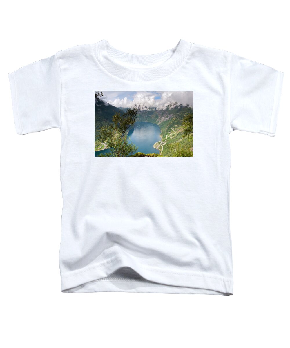 Geirangerfjord Toddler T-Shirt featuring the photograph Geirangerfjord with Birch by Aivar Mikko