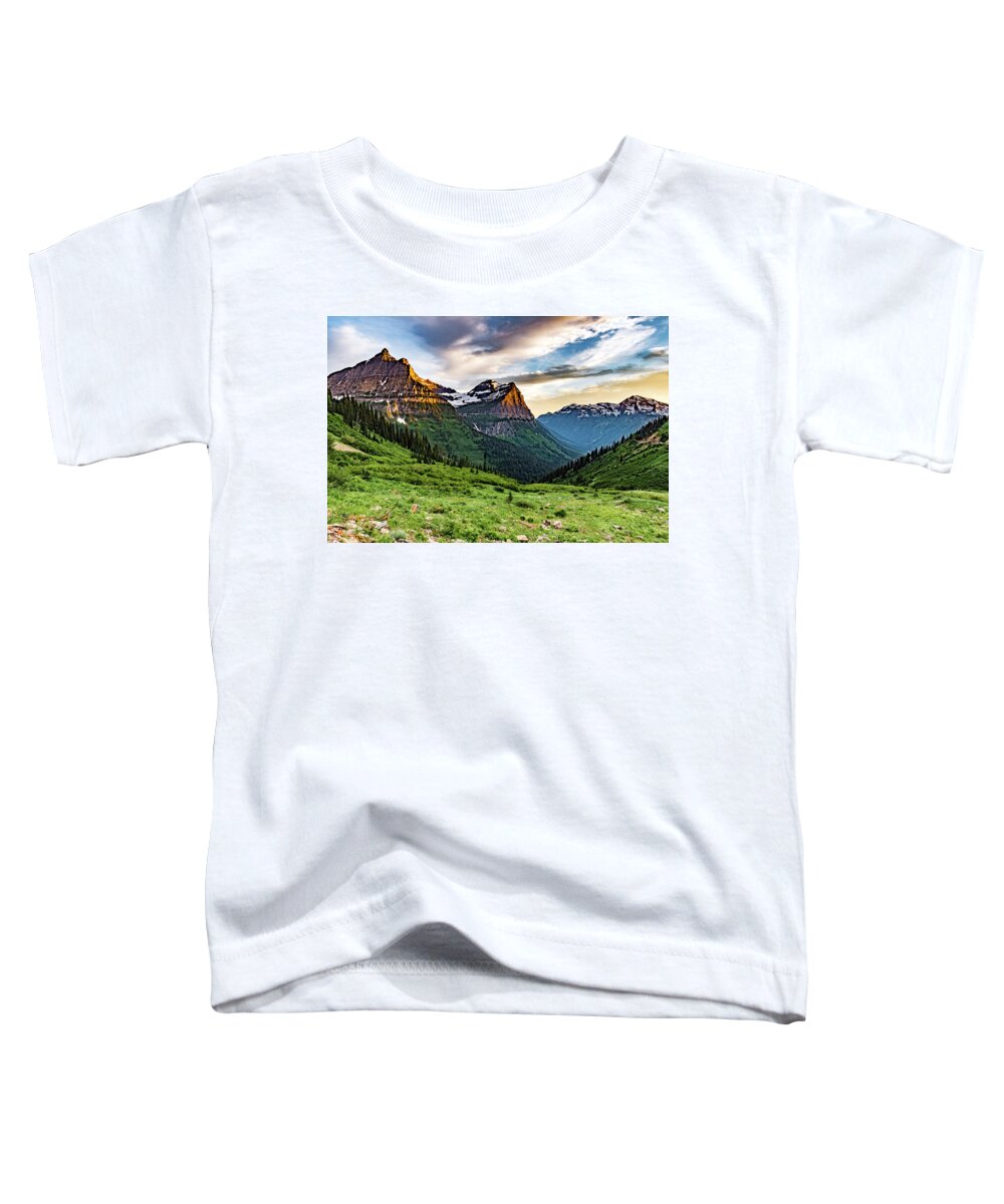 Lanscape Toddler T-Shirt featuring the photograph Glacier National Park at sunset by Donald Pash