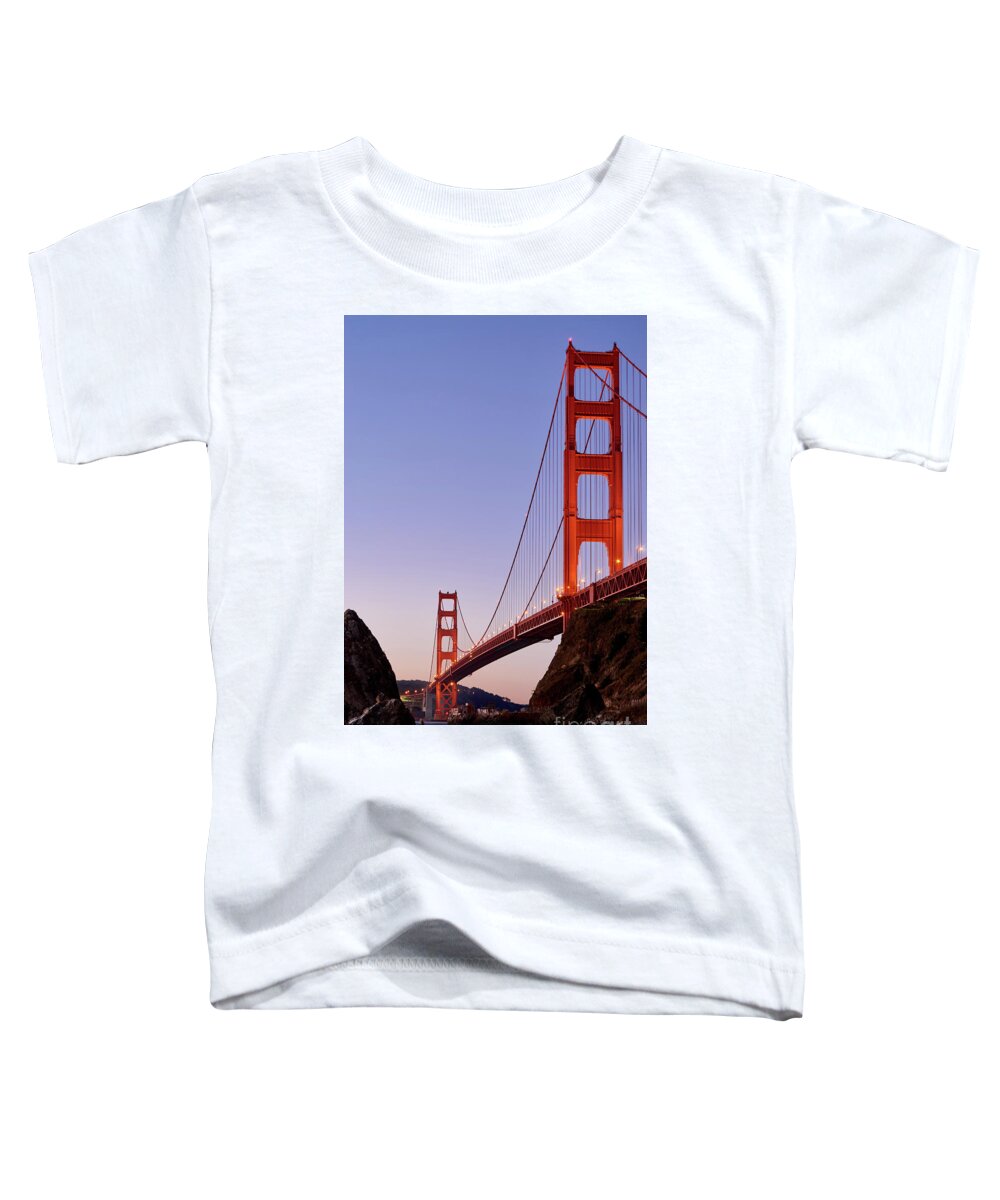 Architecture Toddler T-Shirt featuring the photograph Golden Gate Bridge from Fort Baker, Dawn by Dean Birinyi