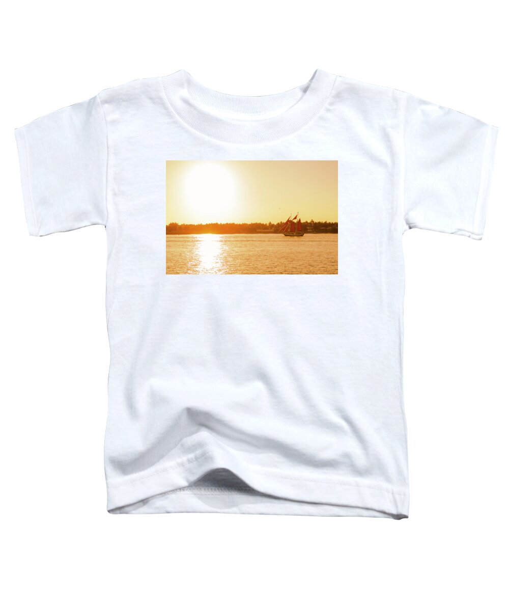Boat Toddler T-Shirt featuring the photograph Golden Hour Sailing Ship by Jim Shackett