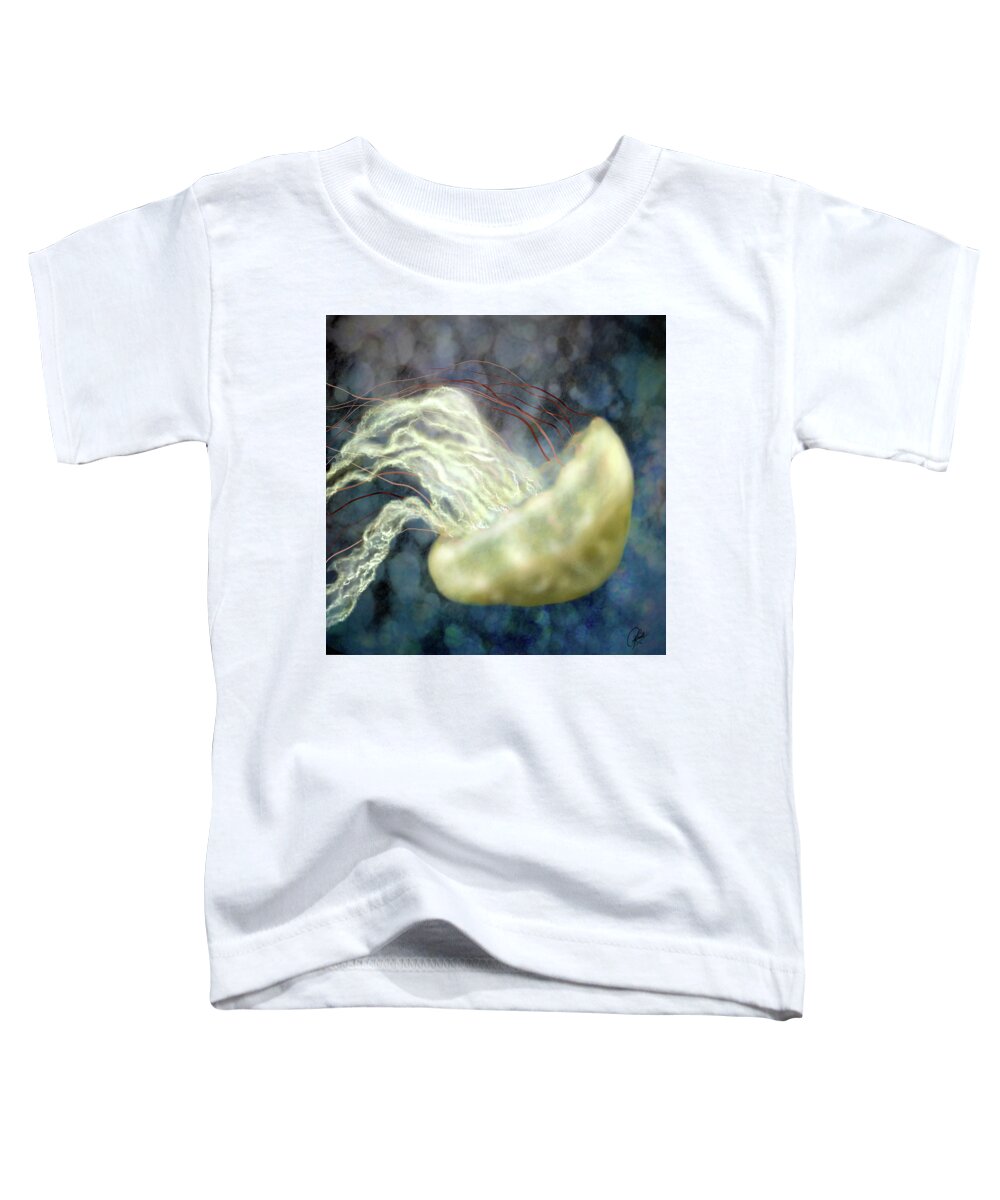 Jellyfish Toddler T-Shirt featuring the digital art Golden Light Jellyfish by Sand And Chi