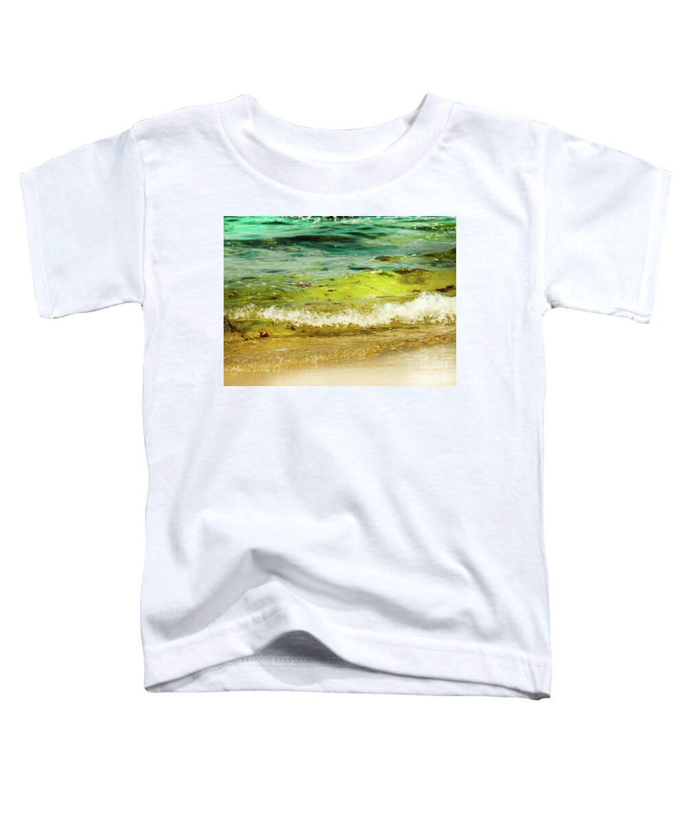 Golden Waves Toddler T-Shirt featuring the photograph Golden Waves at Pacific Grove California near Lover's Point by Artist and Photographer Laura Wrede