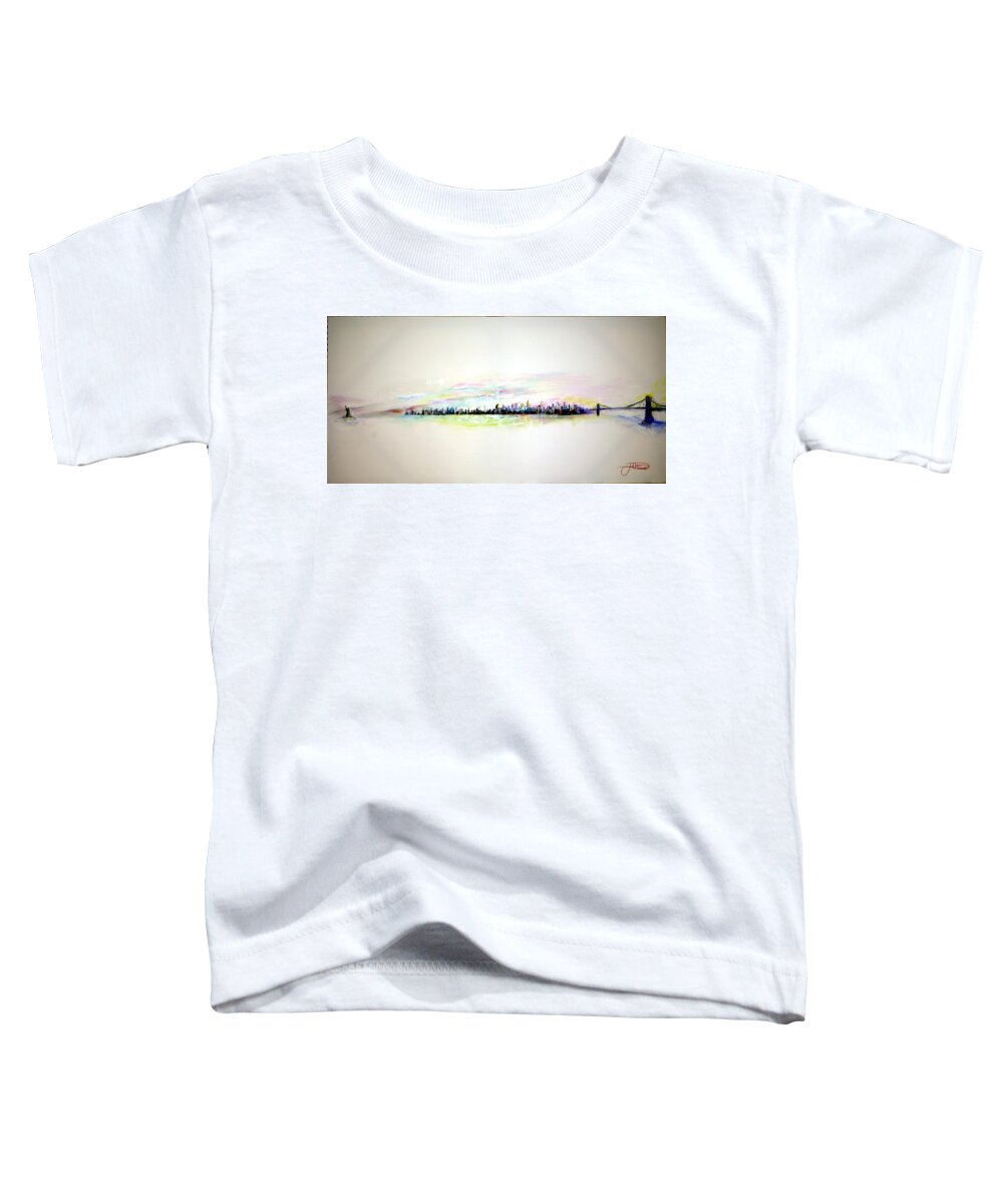 New York Toddler T-Shirt featuring the painting Good Morning America by Jack Diamond