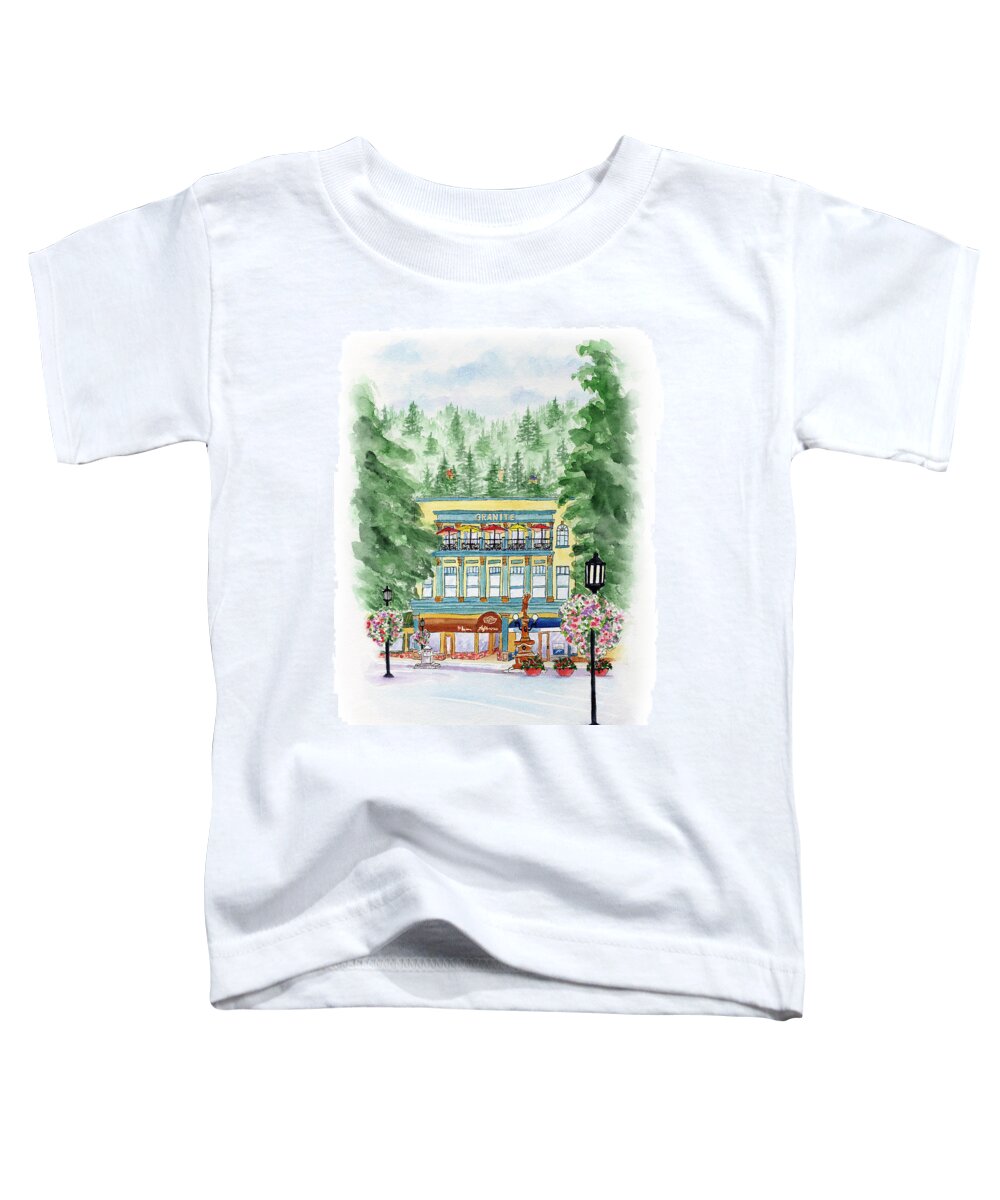 Granite Building Toddler T-Shirt featuring the painting Granite on the Plaza by Lori Taylor