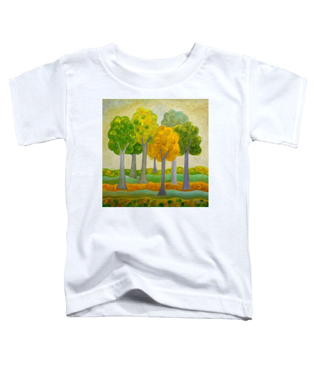 Trees Toddler T-Shirt featuring the mixed media Green On Green by Angeles M Pomata