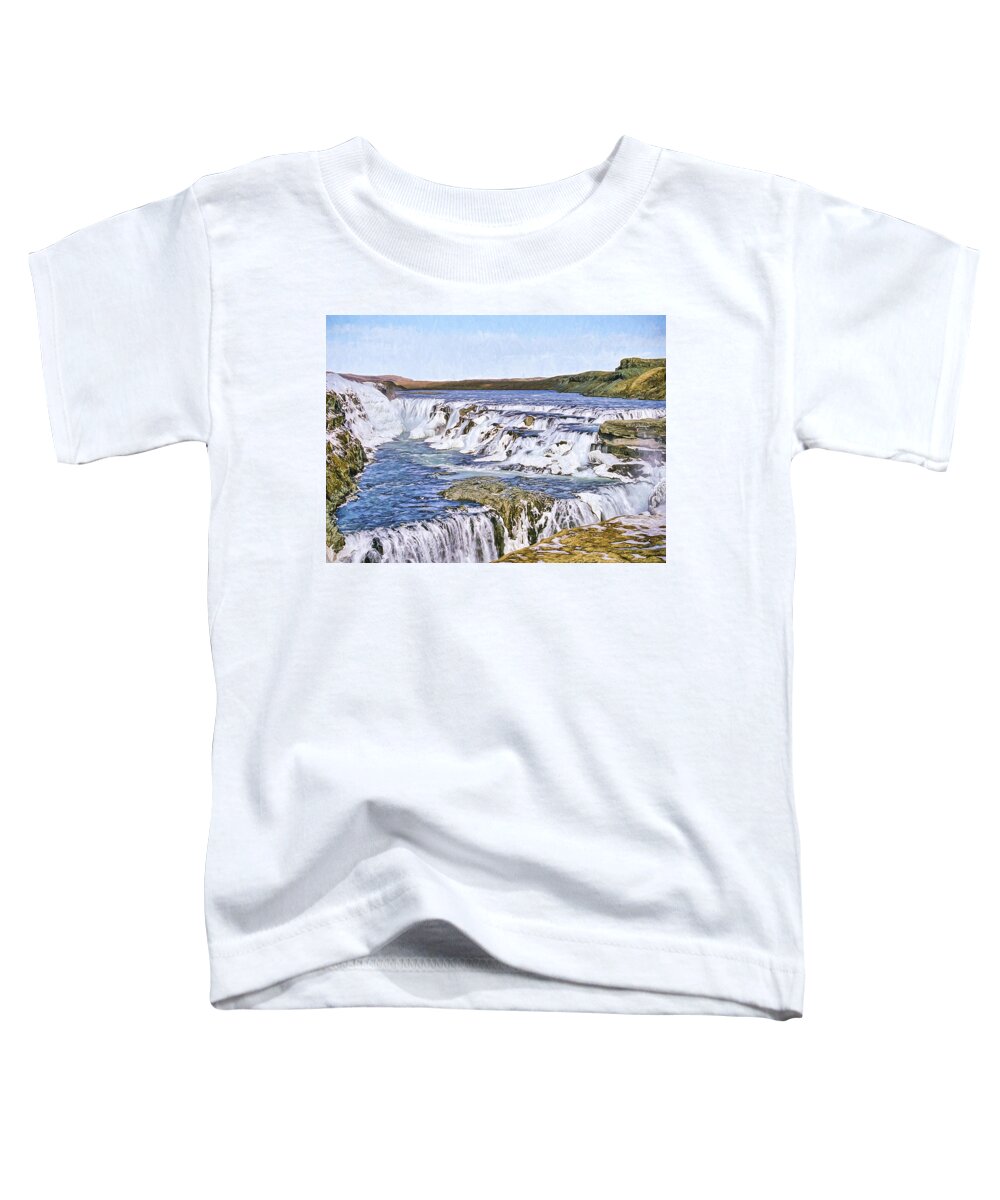 Europe Toddler T-Shirt featuring the digital art Gullfoss Waterfalls 3 by Roy Pedersen