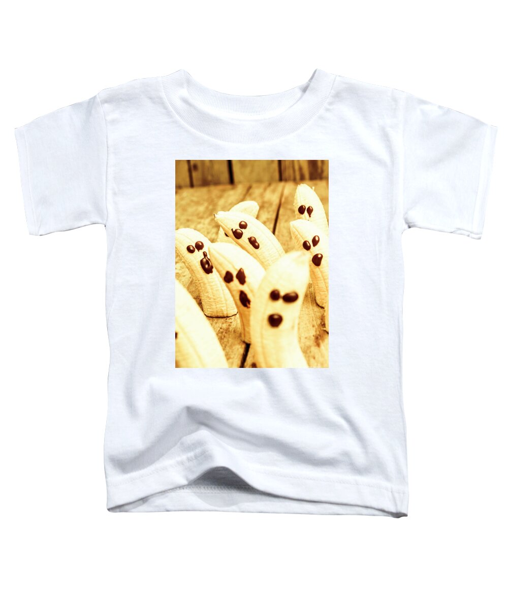 Fruit Toddler T-Shirt featuring the photograph Halloween banana ghosts by Jorgo Photography