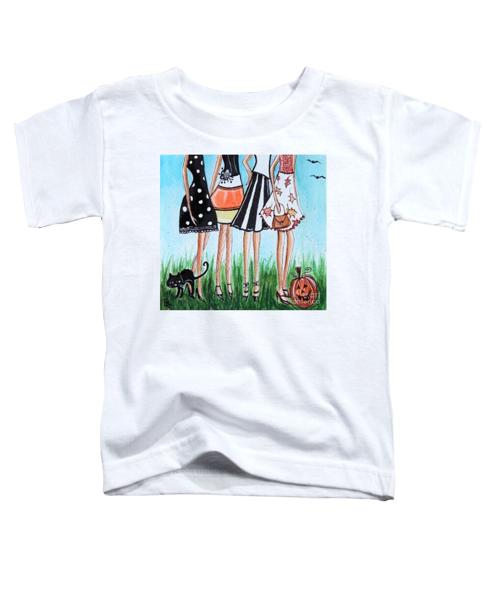 Halloween Toddler T-Shirt featuring the painting Halloween Party by Elizabeth Robinette Tyndall